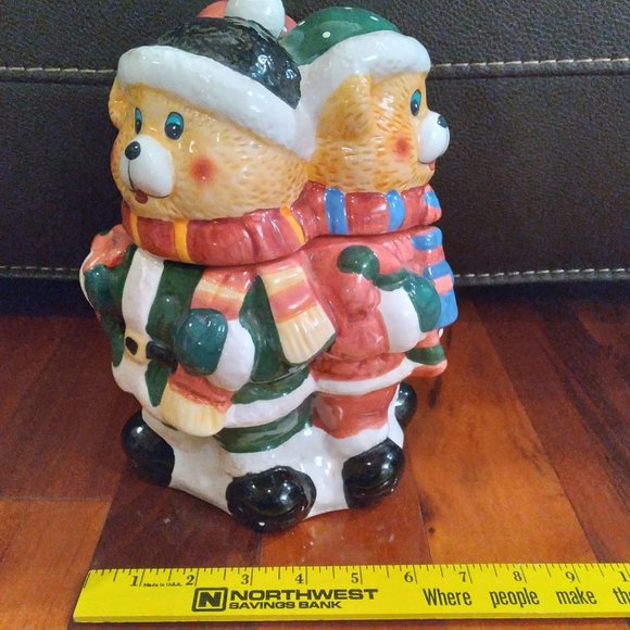 christmas cookie jar. 3 santa bears. - Picture 2 of 4